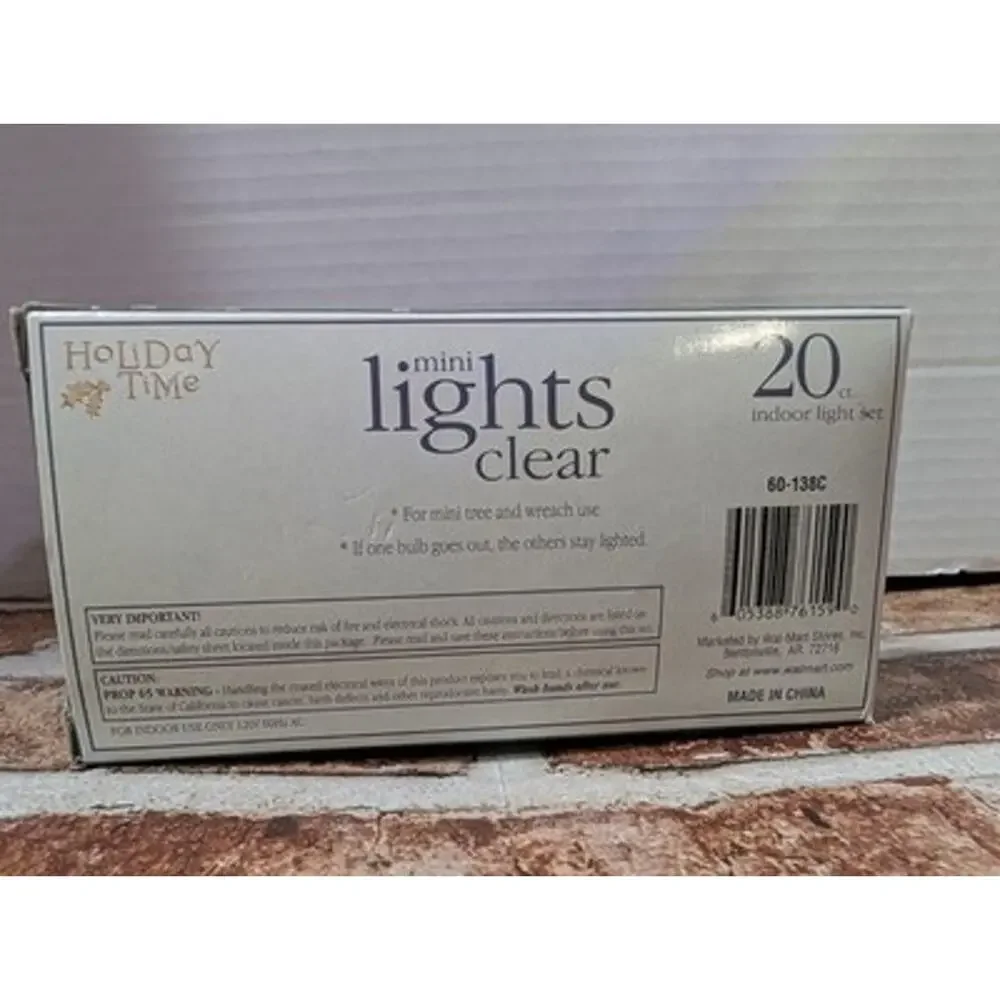 Holiday Time Mini Lights Clear 20 Ct 5.5 ft Green Wire Indoor Christmas NIB